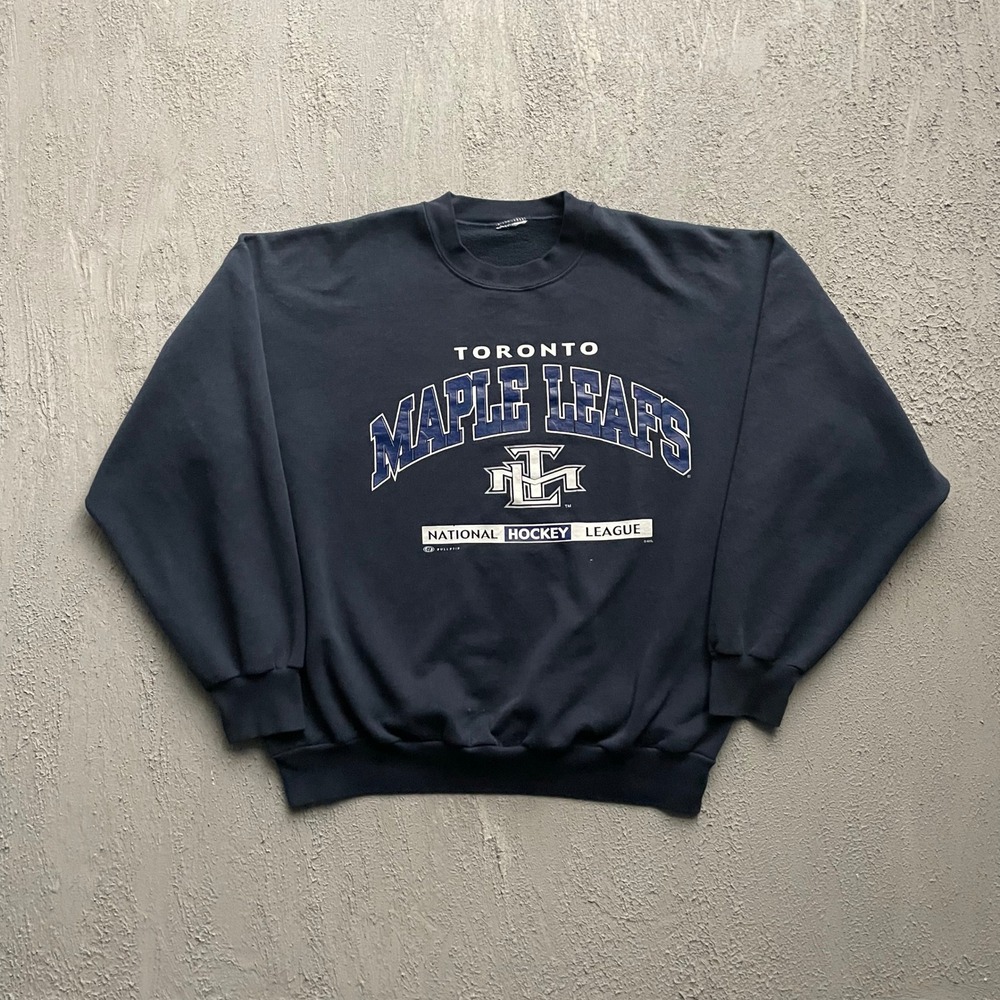 Vintage Toronto Maple Leafs NHL Sweatshirt Mens XL Navy Blue 90s Bulletin